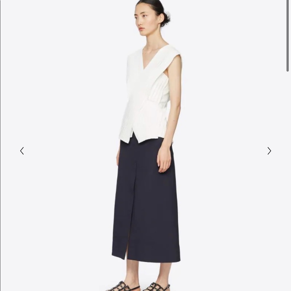 3.1 Philip Lim white Knife Pleated Crossover Top
